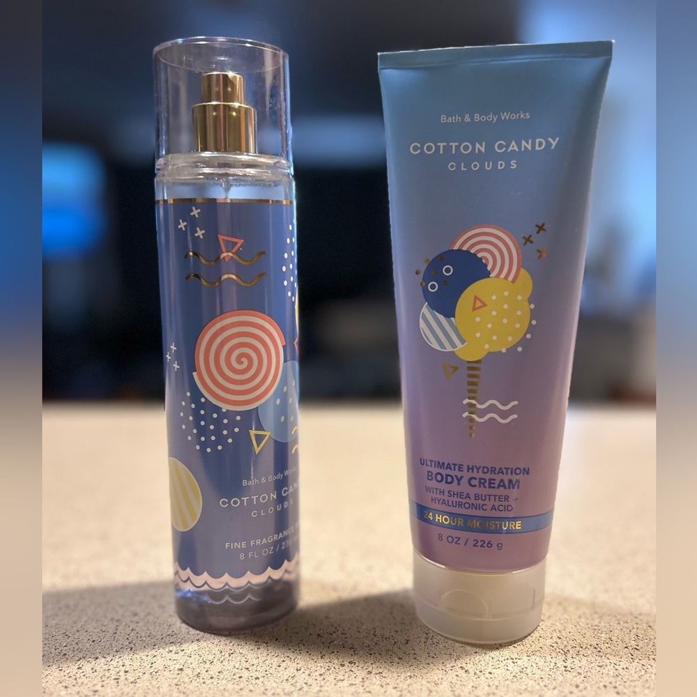 Bath and Body Works Cotton Candy Dreams Body Spray and Body Cream NEW